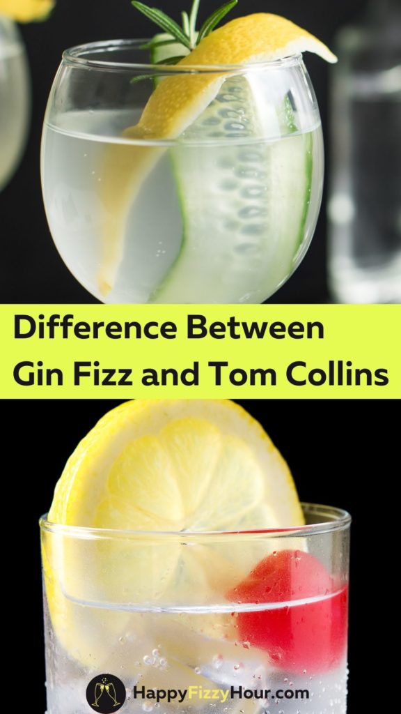 A gin fizz is made with gin, lemon juice, sugar syrup (or simple), soda water or club soda. A tom collins cocktail has the same ingredients but it also includes a bit of angostura bitters. So which one do you prefer? Let's find out!